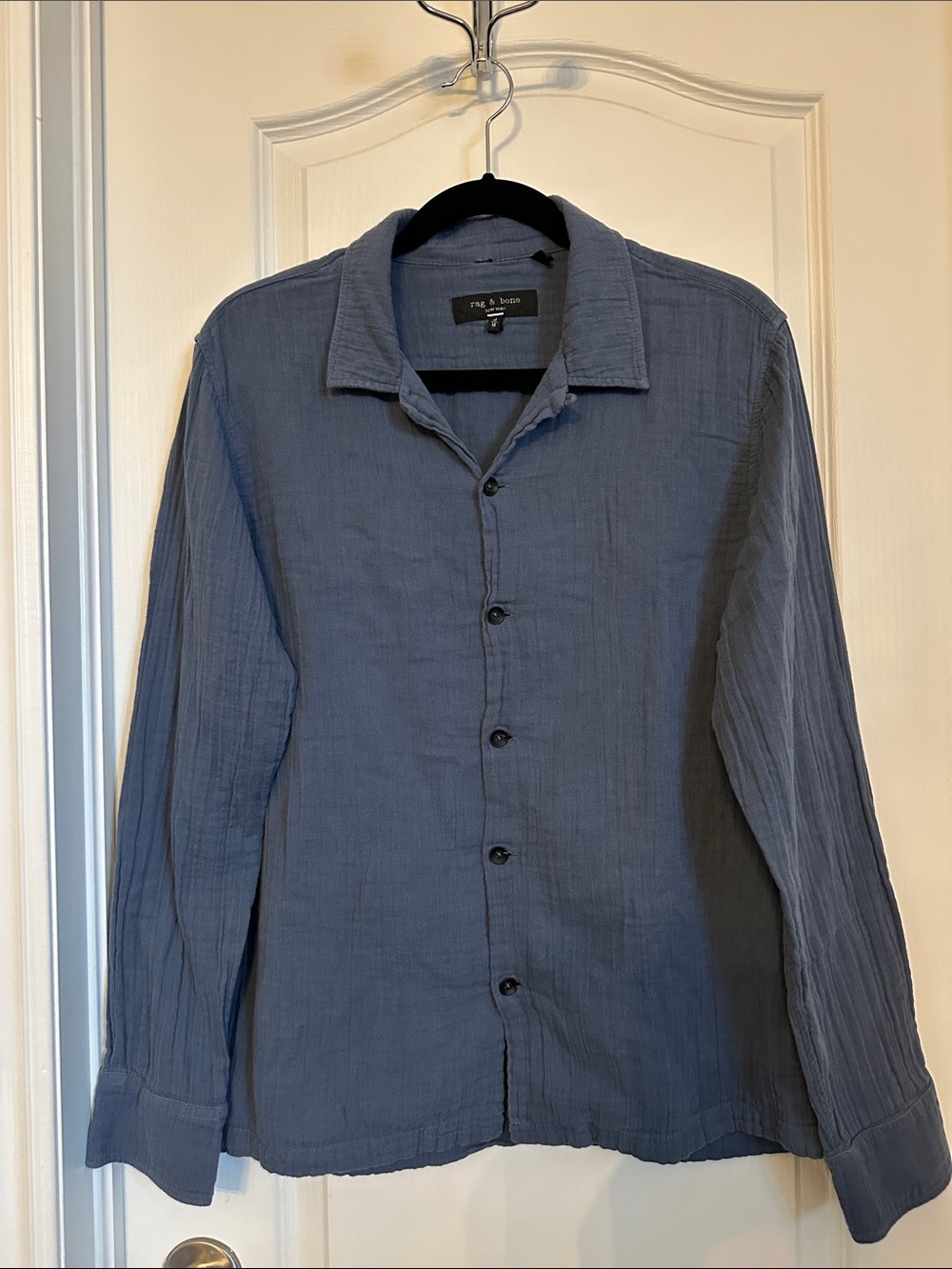 rag & bone Navy Blue 100%cotton Button-Up Shirt